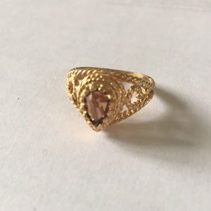 Vintage Avon Golden Ring with Brown Jewel